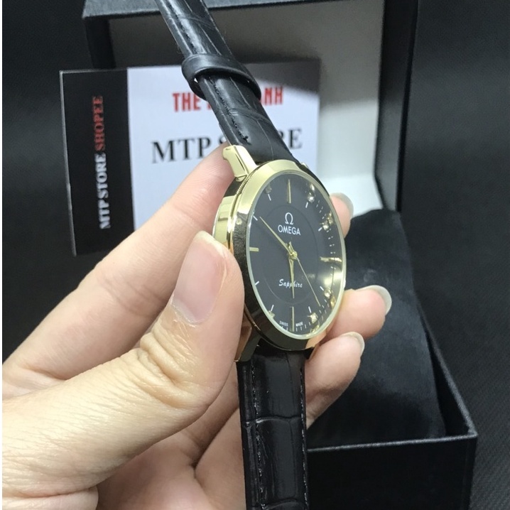 Đồng hồ Omega Nam dây da mềm, hàng full box, thẻ bảo hành 12 tháng - Dongho.omega