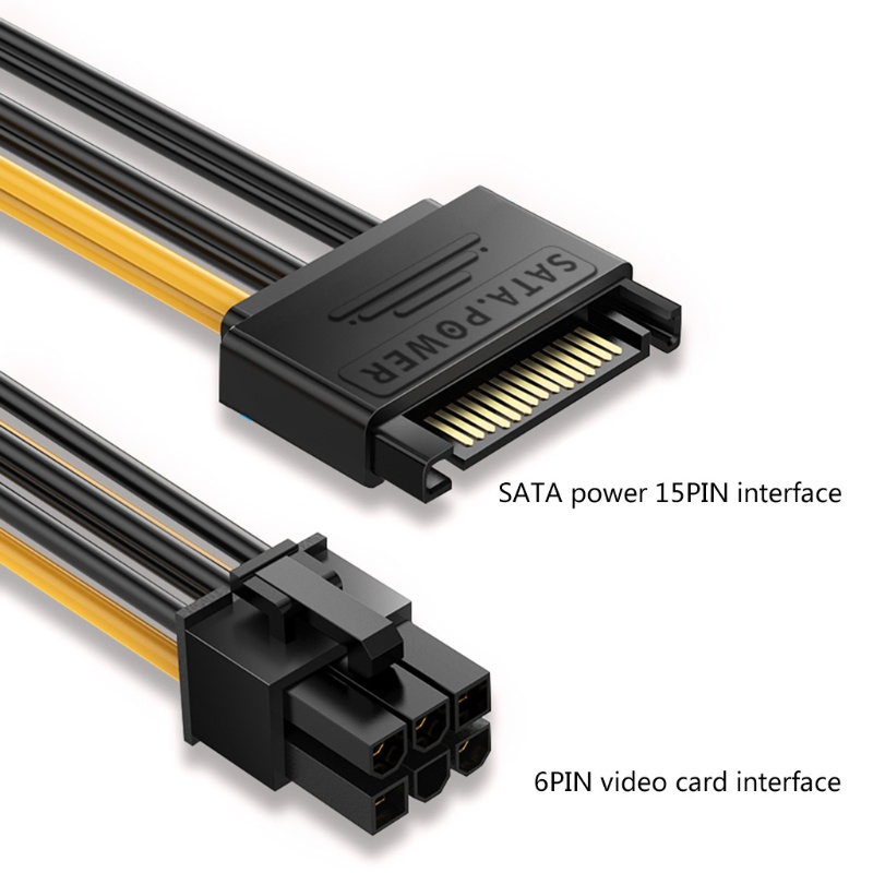 btsg 15-Pin SATA Male to 6 Pin Female PCI-Express Female Video Card Power