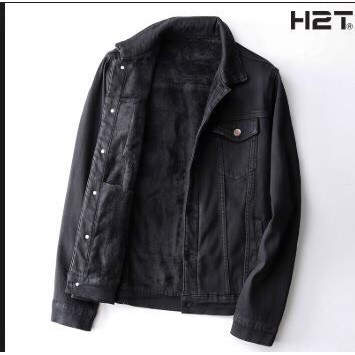 Áo khoác jean Unisex đen trơn  - hottrend