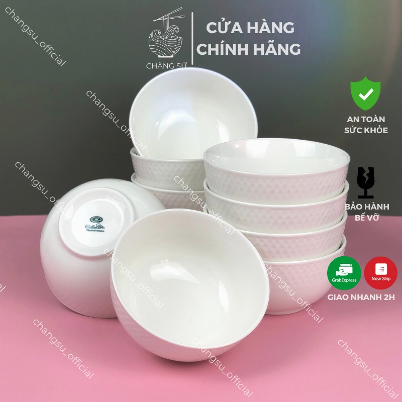 Bộ bát sứ ăn cơm gia đình viền sần Nhật Bản - Set bát cơm 6 và 10 chén sứ Minh Châu