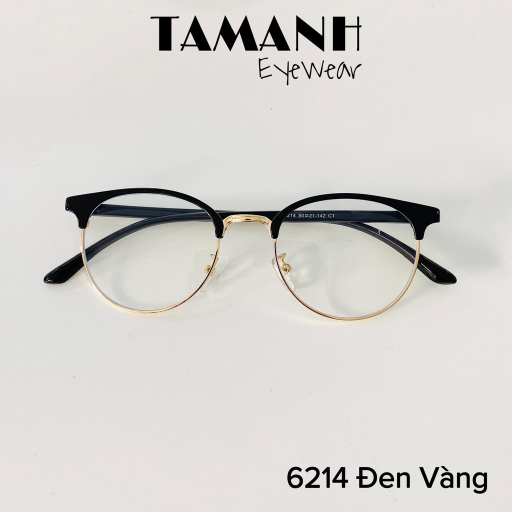 Gọng kính nửa viền kim loại nam nữ dáng tròn- nhận cắt mắt cận loạn theo yêu cầu