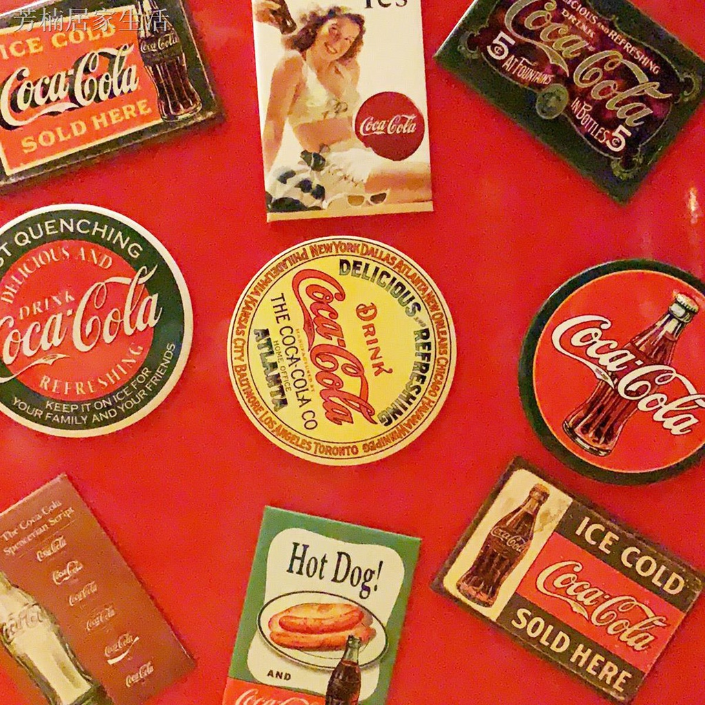 Coca Cola ✜✲✤Huy Hiệu Kim Loại Nam Châm Gắn Tủ Lạnh Phong Cách Retro Mỹ