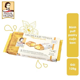 BÁNH PUFF PASTRY CUỘN KEM MILLEFOGLIE D’ITALIA MINI SNACK MATILDE VICENZI 125 GRAM