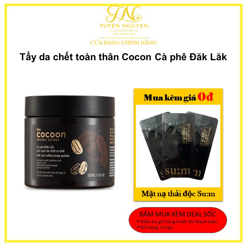 Tẩy da chết toàn thân Cocoon Cà phê Đăk Lăk 200ml