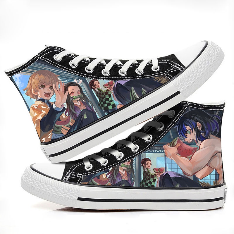 Giày Thể Thao Canvas Cổ Cao Thoáng Khí Họa Tiết Anime Demon Slayer 2021