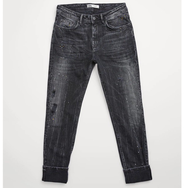 Quần jean Zara authentic PAINT SPLATTER RIPPED (black)