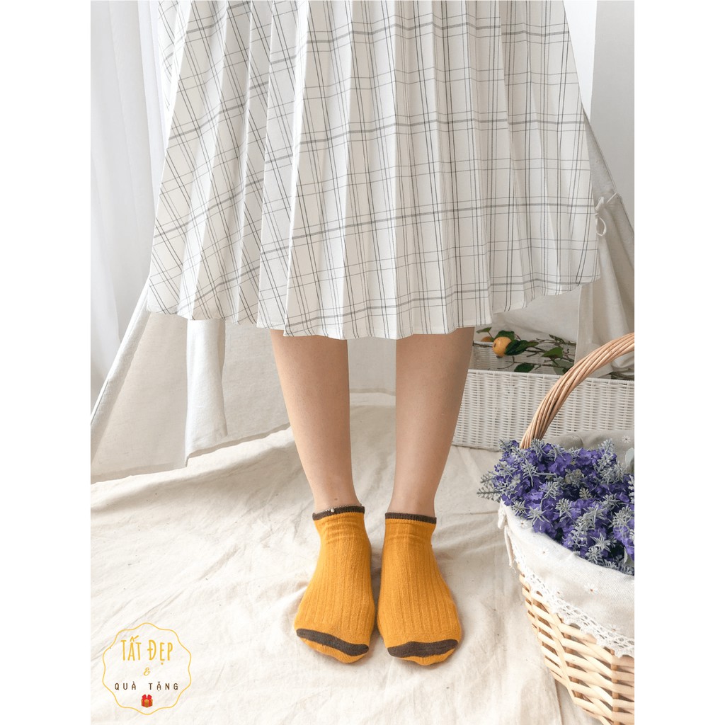 Set tất/vớ nữ cổ ngắn thiết kế phong cách cô gái Nhật Bản màu sắc trẻ trung chống hôi chân