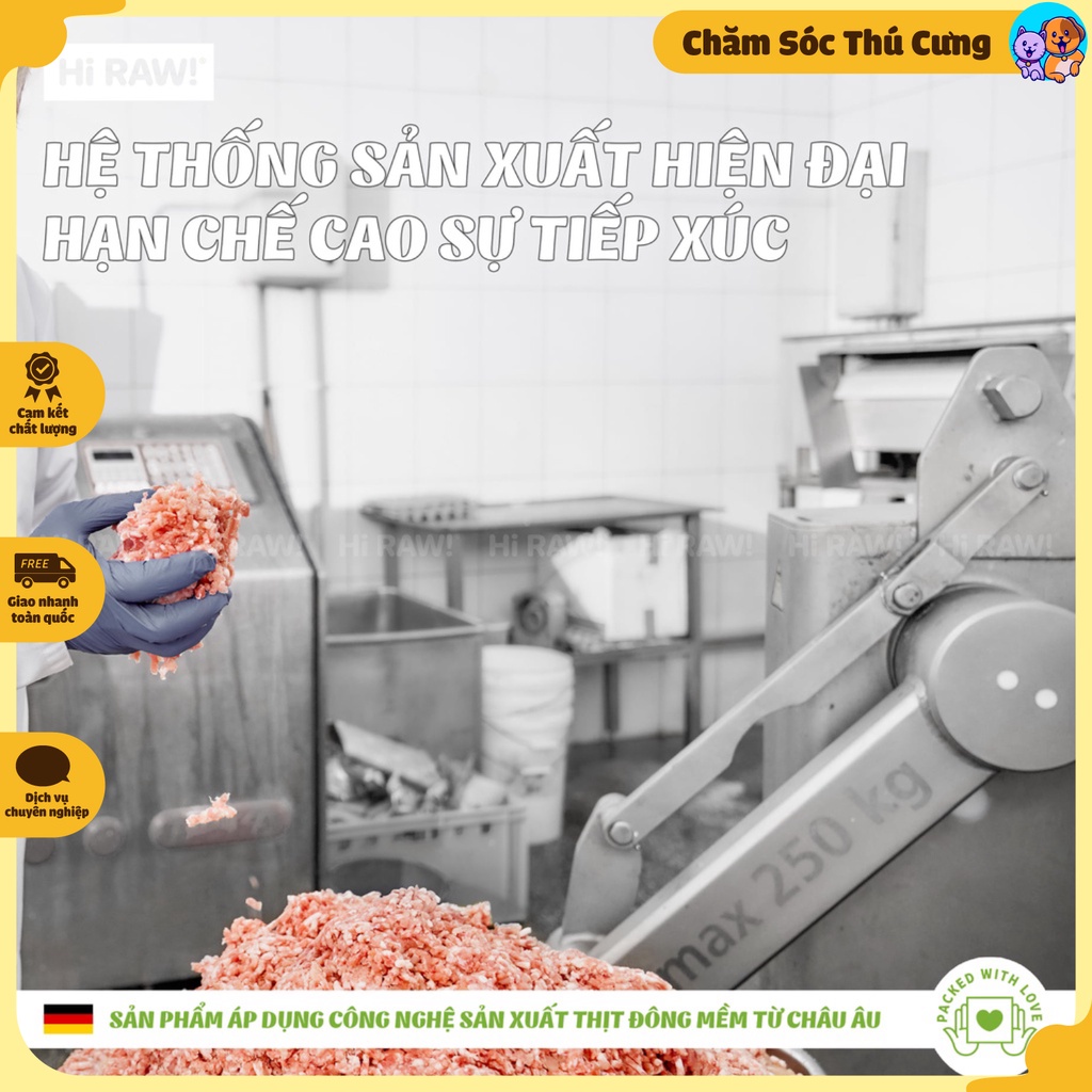 ✅ Thức Ăn Cho Mèo Raw Meat Row Cat Food , Hi Raw, Bảo Quản Ngăn Đông 6 tháng