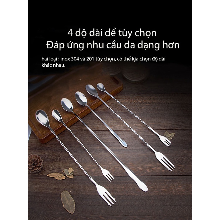 Thìa bar pha chế inox, thìa khuấy 2 đầu pha chế - LOKING