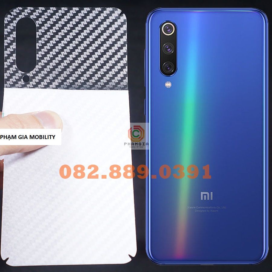 Miếng dán mặt lưng skin carbon Xiaomi Mi CC9e/CC9 Pro/Mi 9 SE/Mi 9 Pro/Mi 9 Lite