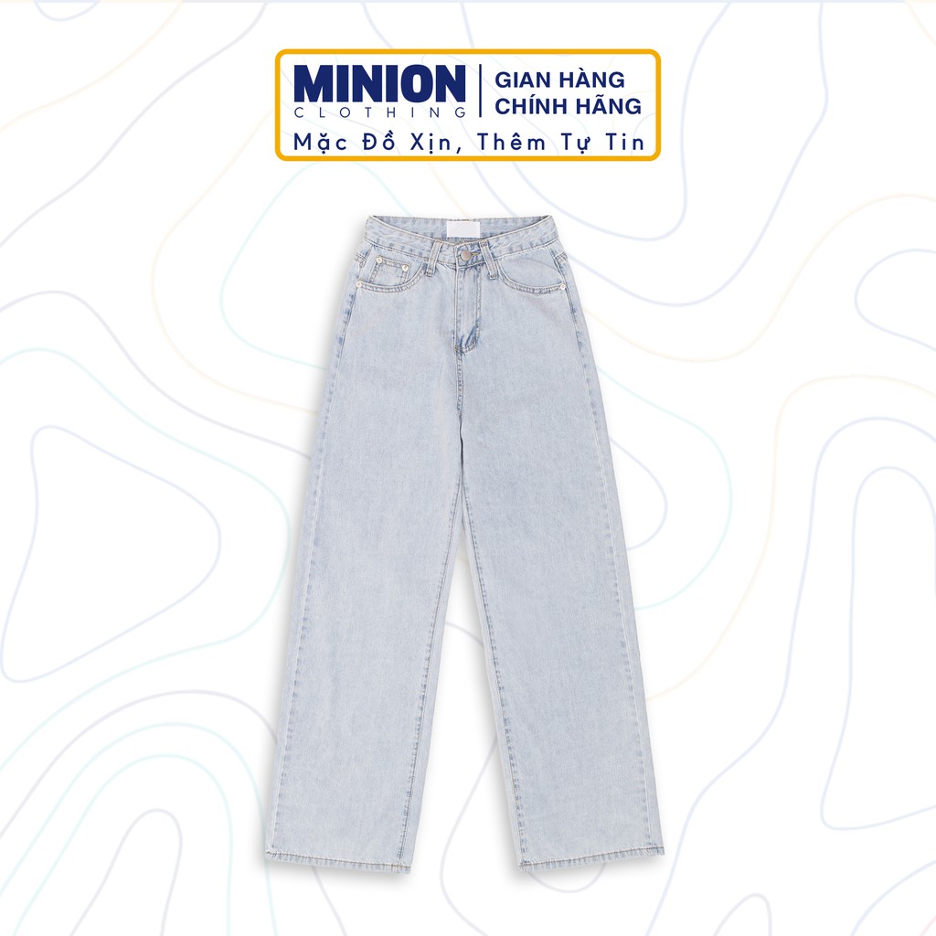 Quần jeans ống rộng MINION CLOTHING lưng cạp cao quần bò Unisex nam nữ Ulzzang chất jean cao cấp mềm mại Q8810