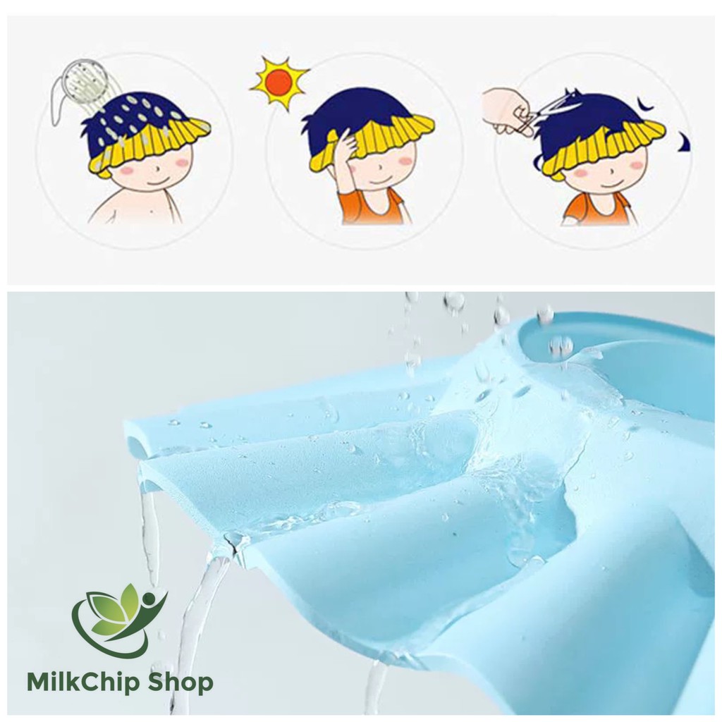 Mũ gội đầu cho bé, mũ tắm chắn nước che tai bằng xốp an toàn cho bé yêu AT012