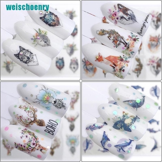 Set 2 tấm decal nước hình chó sói dán móng nghệ thuật