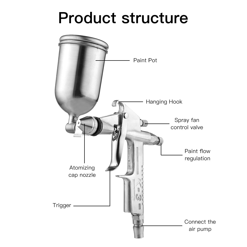 Súng xịt hơi khí nén mini EKEZ 0.5 ml chuyên nghiệp vòi phun 125 mm để sửa chữa sơn xe