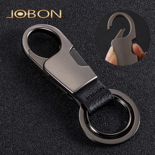 Móc khoá ô tô xe máy xe hơi Jobon ZB-028 có móc treo đỉa cạp quần - chất liệu da và kim loại