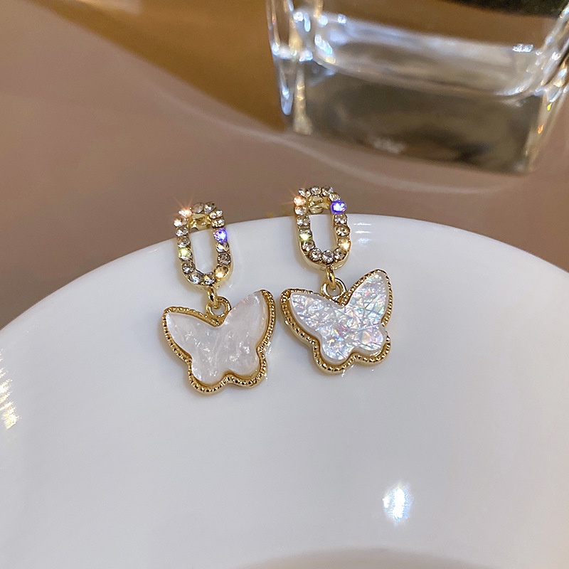 Bông Tai Oval Đính Đá Lấp Lánh Phong Cách Hàn Quốc