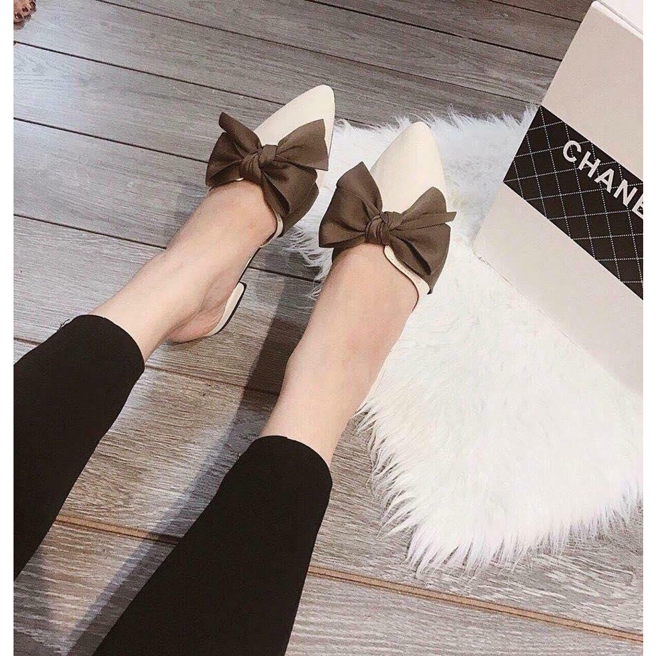 Giày Nữ Sục Mũi Nhọn Thắt Nơ Siêu Xinh A86