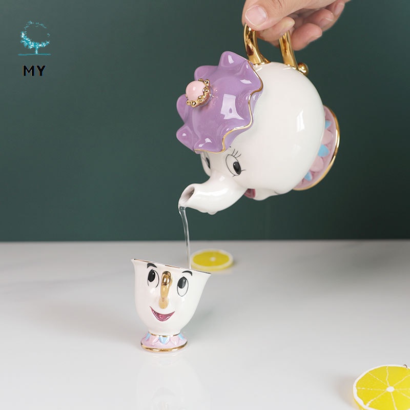 Set ấm trà bằng gốm họa tiết người đẹp và quái vật 3d độc đáo dễ thương