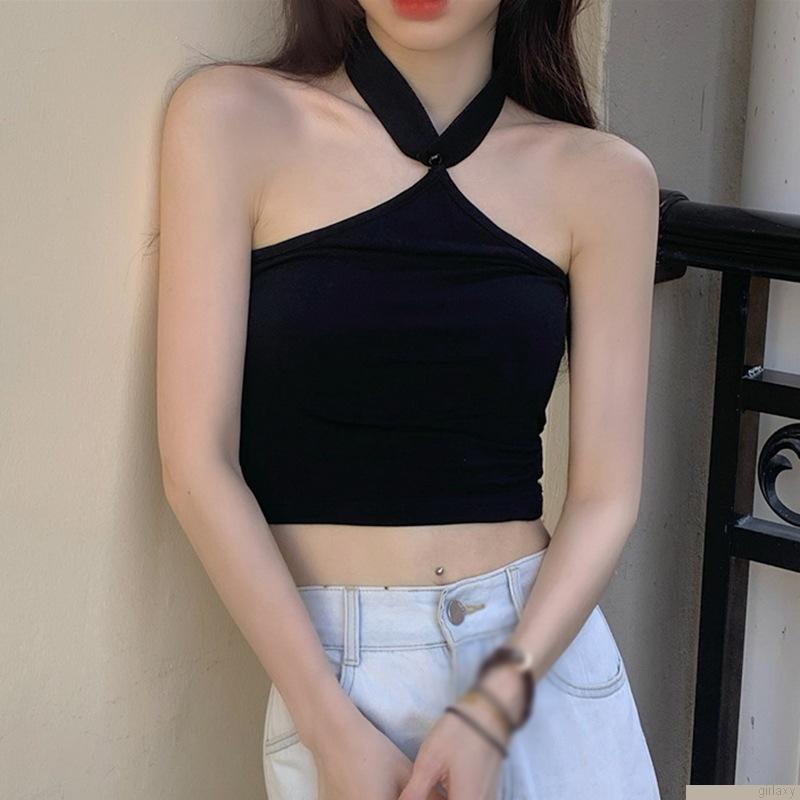 Áo Croptop sát nách màu sắc thanh lịch cho phái nữ