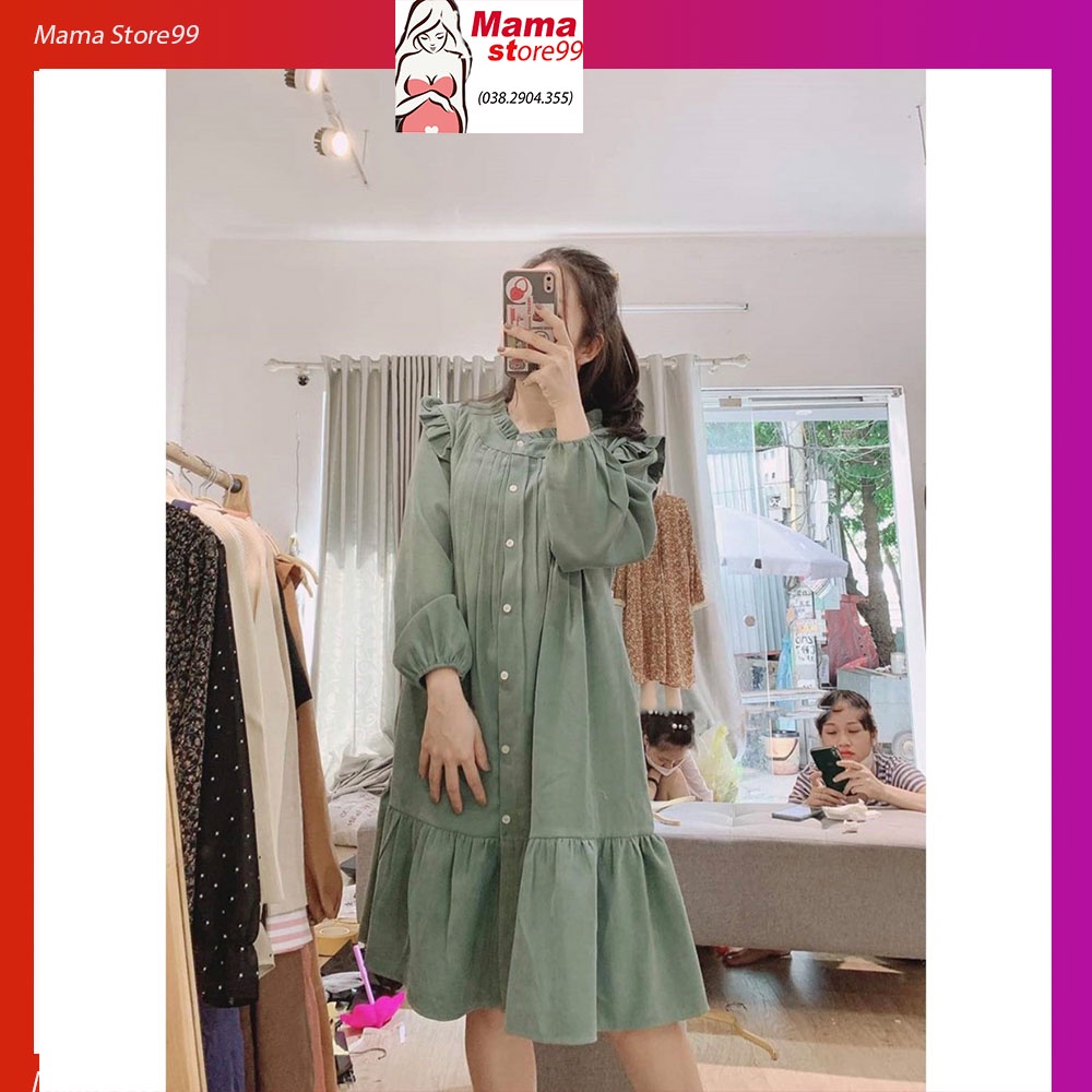 Váy Bầu Đầm Bầu Thu Đông Chất Nhung Tăm Dày Ấm Dễ Thương Xinh Xắn Đi Chơi Dự Tiệc Công Sở HN0116 Mama Store99