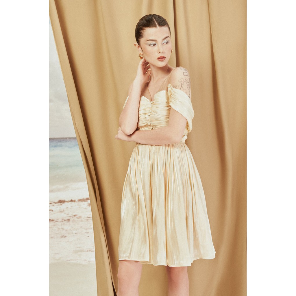 MAVEN - Váy xoè Ponita Beige Dress