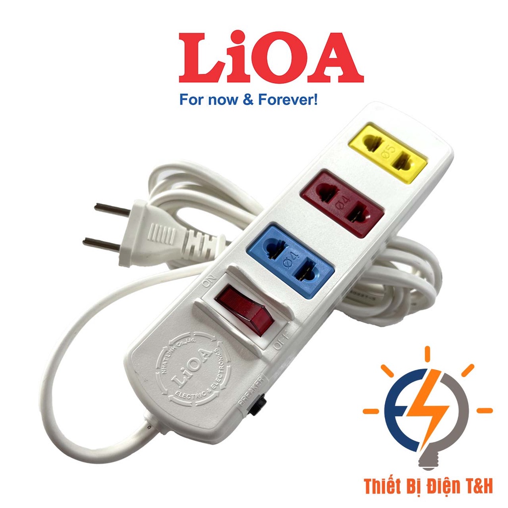 Ổ cắm điện LIOA phổ thông, 2200W, 3 ổ cắm, 1 công tắc, dây dài 3M, 5M, 3S3W - 3S5W - Thiết Bị Điện T&H