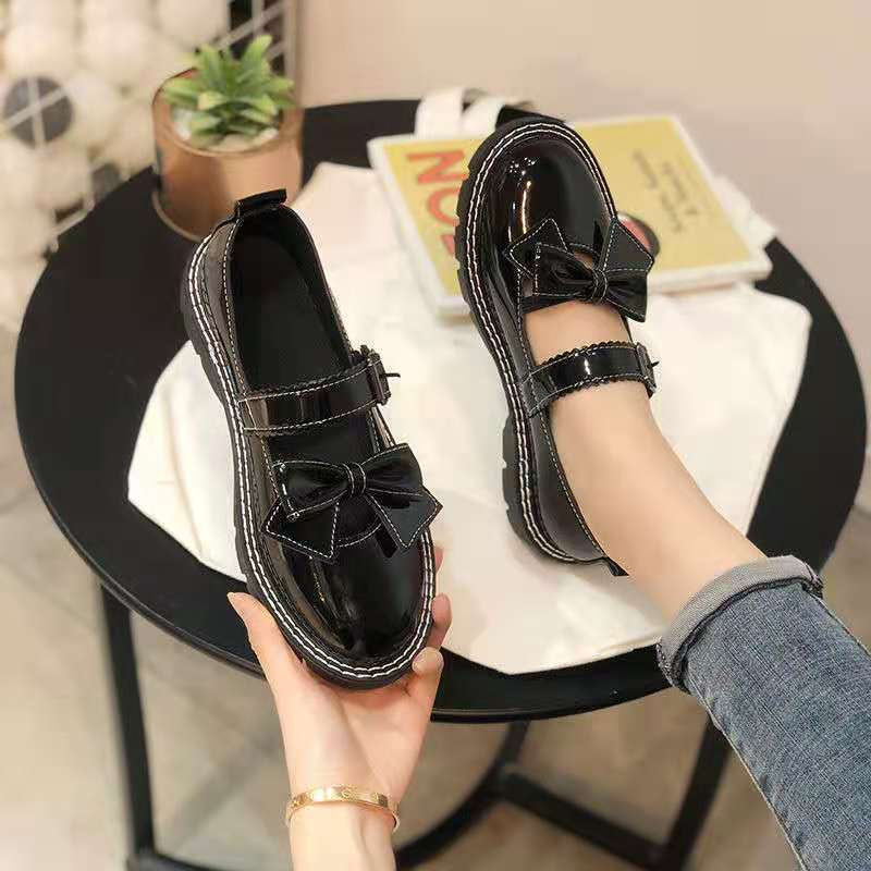 Giày Da Đính Nơ Phong Cách Lolita Nhật Bản Cho Nữ Size 35-44 41 jk 42 43