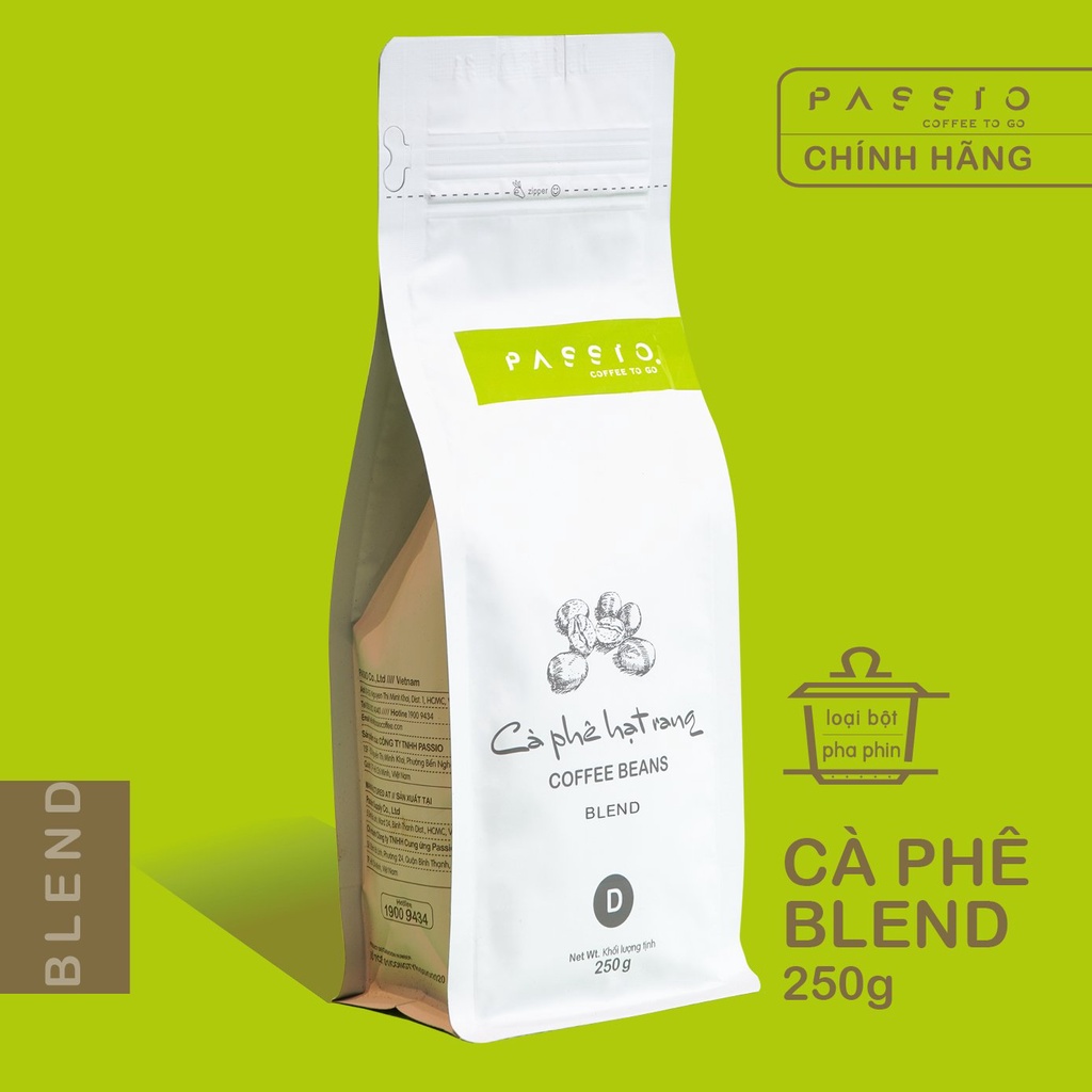 Cà phê Blend dạng Bột (pha phin) nguyên chất 100% rang mộc - Passio Coffee (250g)