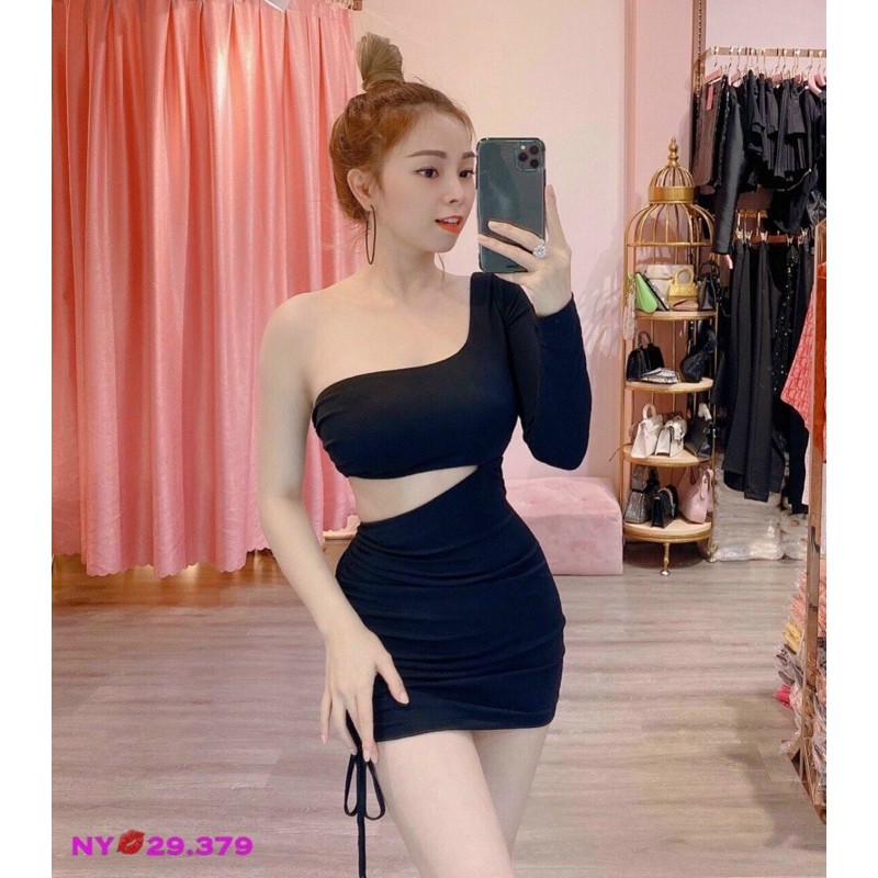 ĐẦM BODY KHOÉT EO LỆCH VAI 1 TAY DÀI 🎊🎊🎊