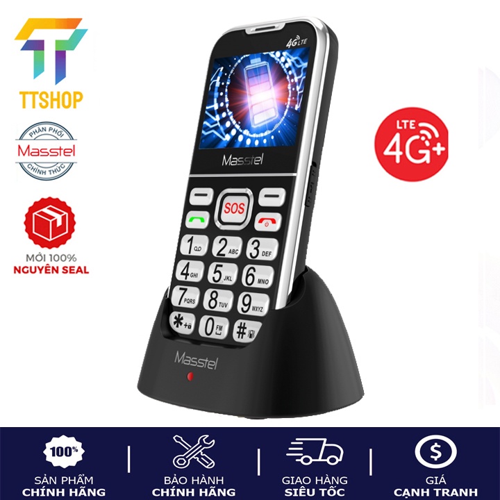 Điện thoại Masstel Fami 65 4G - Gọi HD Call ,Tặng đế sạc , Màn hình lớn , Phím bấm to - Hàng chính hãng