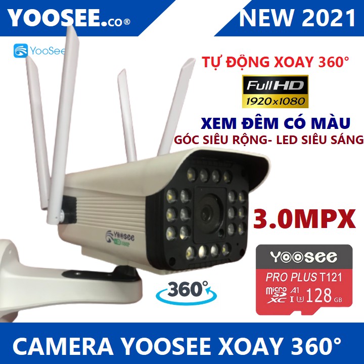 Camera Yoosee 3.0 Mpx Ngoài Trời Xoay 360° 4 râu Xem đêm có màu | BigBuy360 - bigbuy360.vn