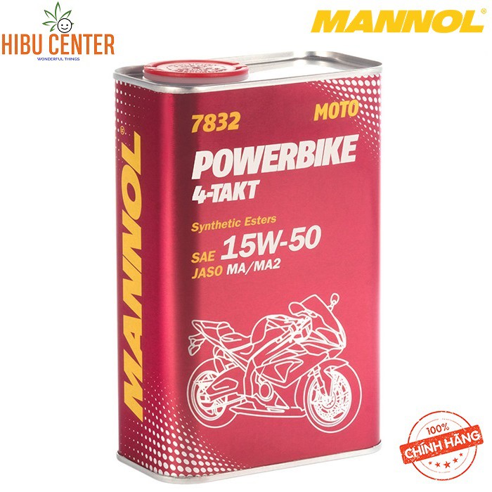 Nhớt MANNOL 4-Takt Powerbike ESTER 15W-50 SM 7832 – 1L Hàng Đức Cao Cấp Chính Hãng – HIBUCENTER (Dành cho xe PKL)