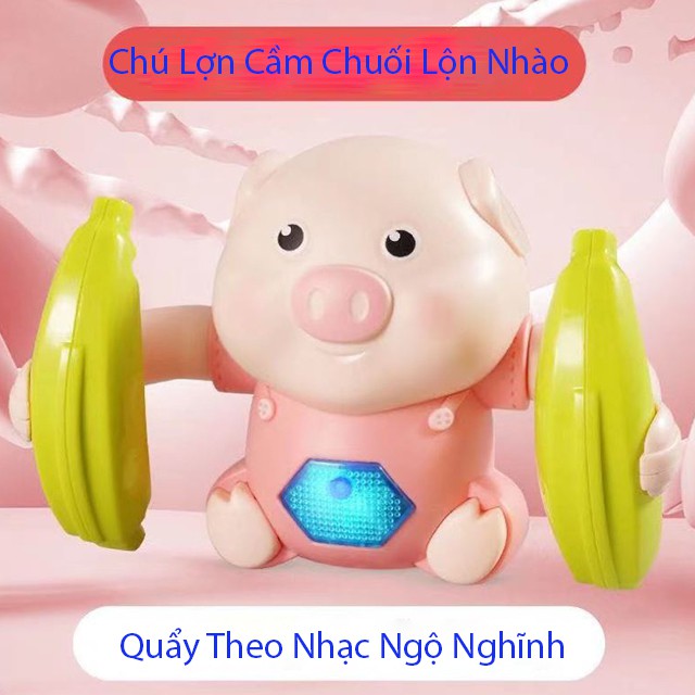 Đồ Chơi Lợn Cầm Chuối Cân Bằng [FREESHIP❤️] Nhào Lộn Theo Nhạc Ngộ Nghĩnh Đáng Yêu