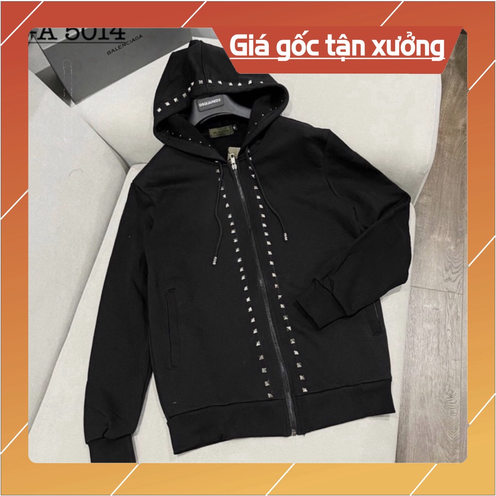Uyiuy 🔥Hot🔥Áo Khoác Hoodie Zip đính kèm đá VLTN, áo khóa ngoài Đinh đính kèm đá thời thượng - Khoác Nỉ Fom Dáng Unisex