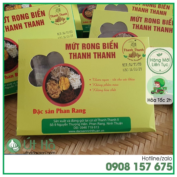 Mứt Rong Sụn Biển Thanh Thanh Hộp 250gr Đặc Sản Ninh Thuận Dạng Thỏi Thập Cẩm Nhiều Hương Vị - Út Hà Đặc Sản