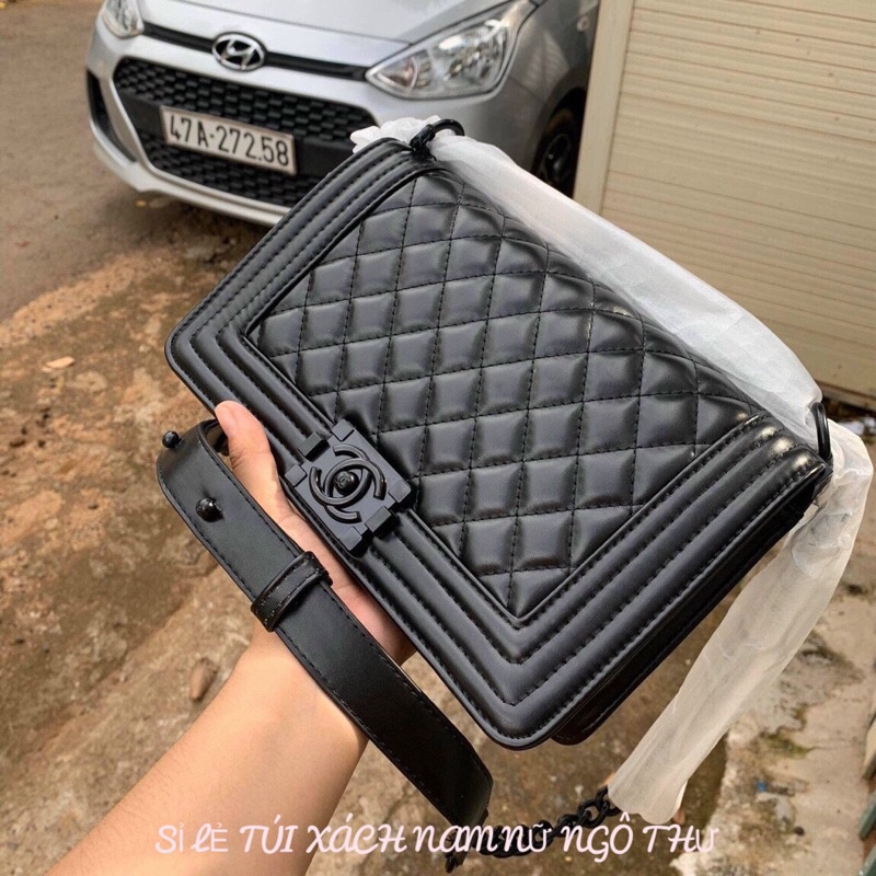 Túi boy chanel quái xích full đen ( free ship) Túi xách nữđeo vai đeo chéo cao cấp