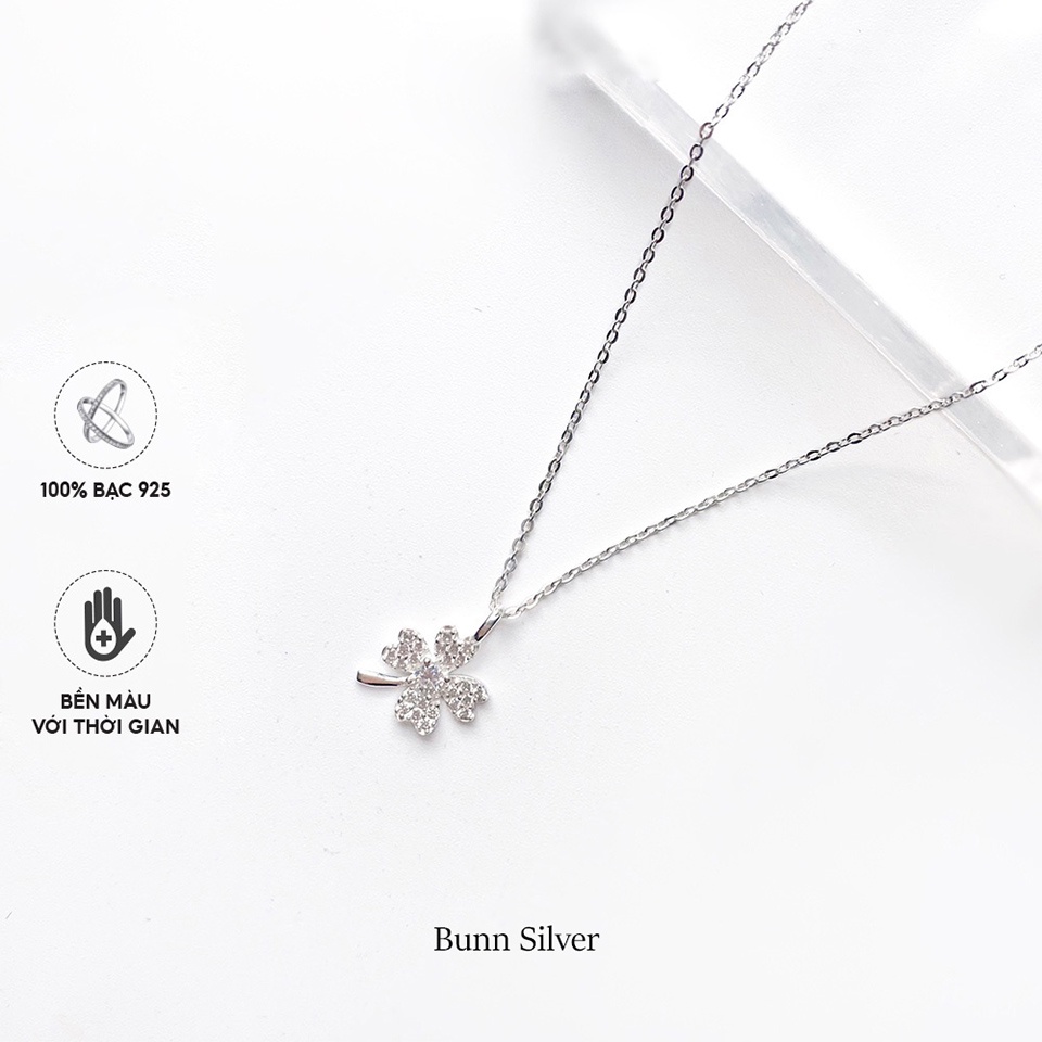 Vòng cổ nữ mặt cỏ 4 lá bạc 925 Bunn Silver trẻ trung, hiện đại, nữ tính