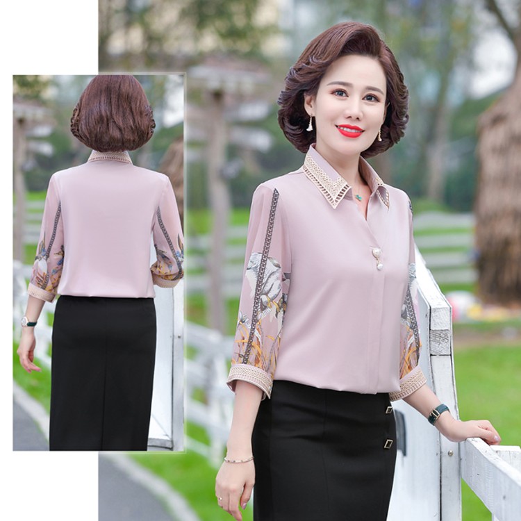 #C6036 AÓ SƠ MI LỤA QUẢNG CHÂU CAO CẤP CHO NGƯỜI TRUNG NIÊN, QUÀ TẶNG Ý NGHĨA CHO MẸ. CHẤT VẢI THOÁNG MÁT, SANG TRỌNG <3 | BigBuy360 - bigbuy360.vn