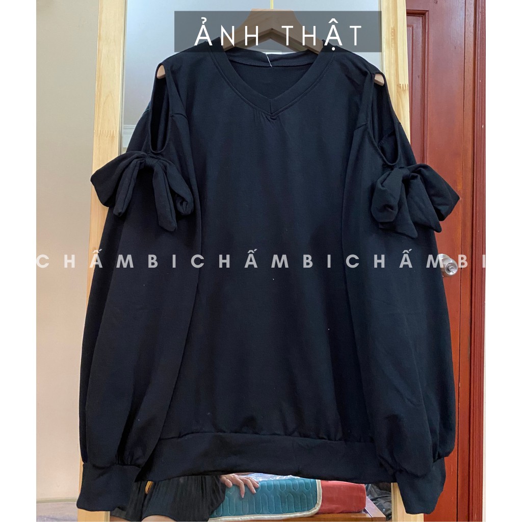 Áo Sweater Tay Phồng Nơ Form Rộng Cực Xinh Freesize<56kg - A.090 | BigBuy360 - bigbuy360.vn