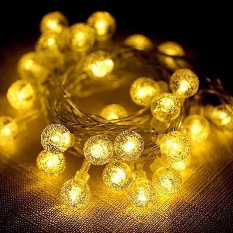 Đèn Led Pha Lê Trong Suốt Dây Màu Trắng Dài 5m 20 Bóng Đèn Cắm Điện - UDECOR