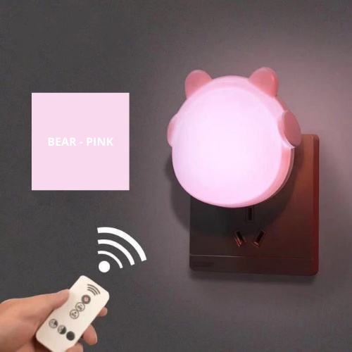 Đèn Ngủ Cắm Điện Mini Hình Gấu Có Điều Khiển, Cảm Ứng Ánh Sáng Tự Động, Tiết Kiệm Điện, Ánh Sáng Dịu MEILI STORE