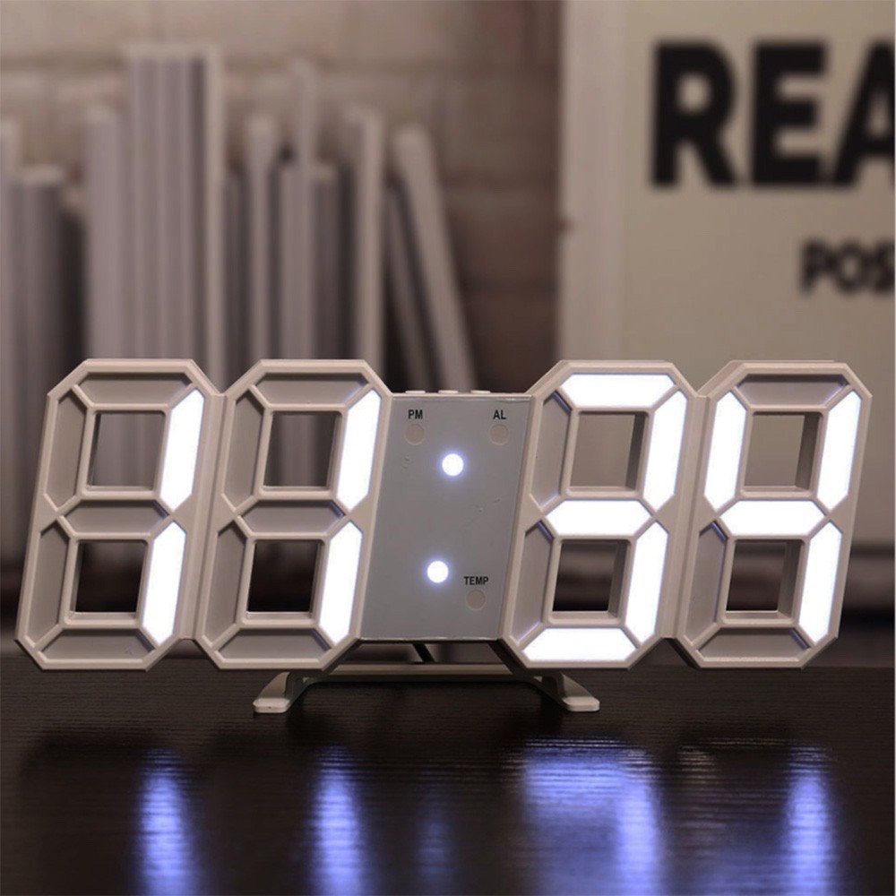 Đồng hồ Led 3D có báo thức, nhiệt độ tặng kèm dây sạc, móc treo để trang trí bàn học, bàn làm việc, nhà cửa quà tặng