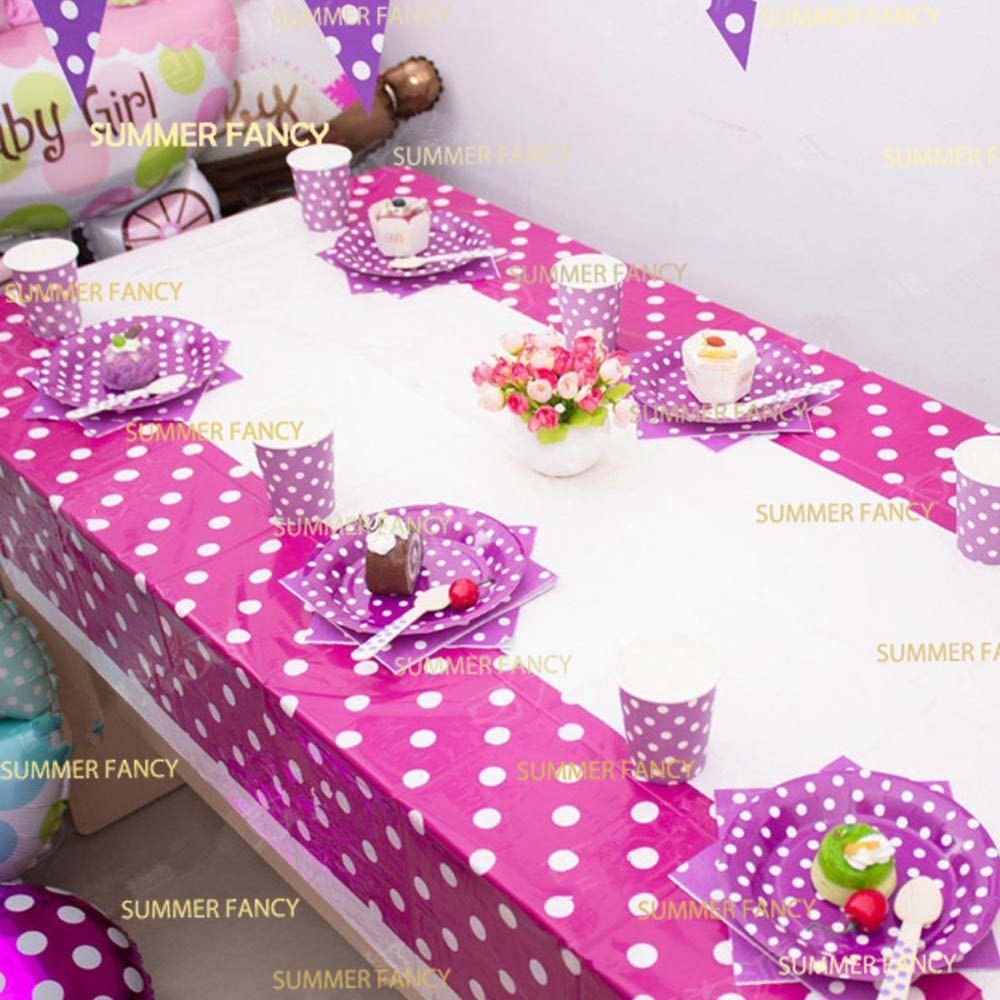 khăn trải bàn 1.8m x 1.08m nilong chấm bi vương miện phụ kiện sinh nhật polka dots Table-cloth Party decoration