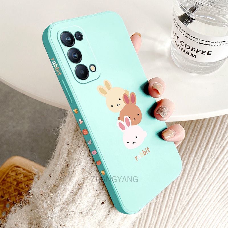ốp lưng oppo reno 5 oppo reno 4 Ốp Điện Thoại TPU Silicone Hình Ba Chú Thỏ Đáng Yêu Kèm Dây Đeo Cho oppo reno 5 oppo reno 4