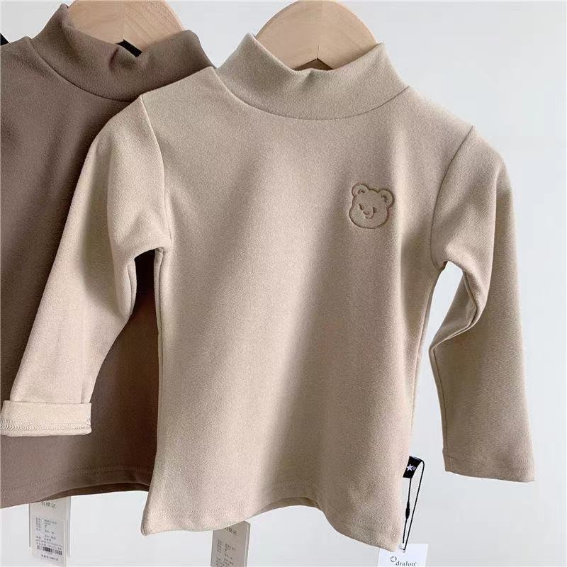 Mới Áo Thun Tay Dài Cổ Lọ Dày Dặn Màu Trơn Dành Cho Bé Gái