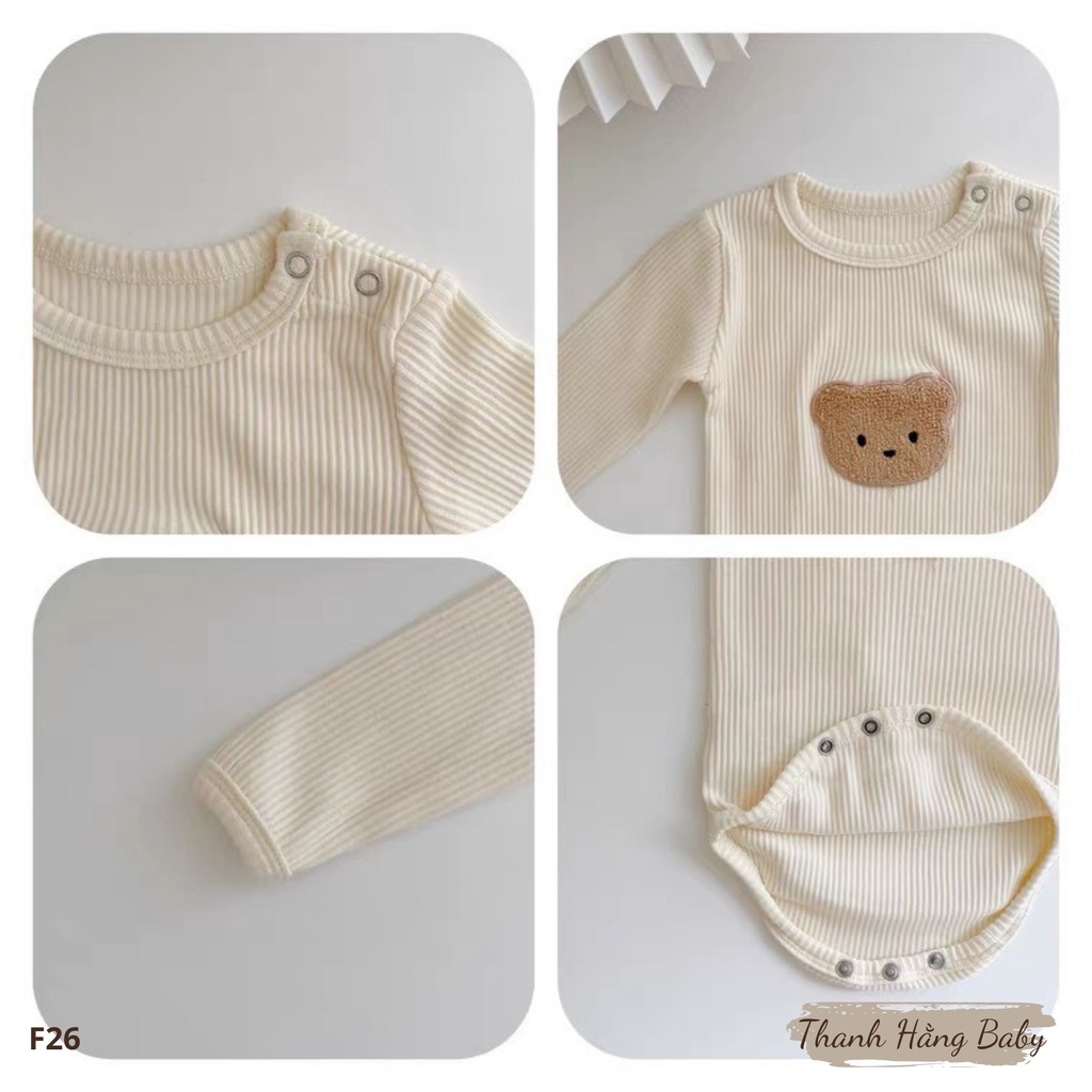 Bodysuit dài tay cho bé, body dài tay cho bé len tăm hàn quốc kèm áo khoác Thanh hằng baby 5 - 13 kg