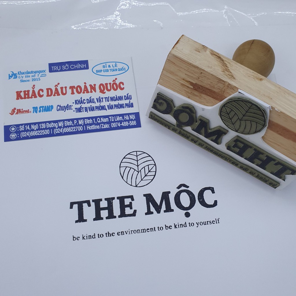 [NHIỀU KÍCH THƯỚC] Con dấu gỗ chấm mực khổ lớn dập lên bao bì làm thương hiệu (đặt theo yêu cầu)