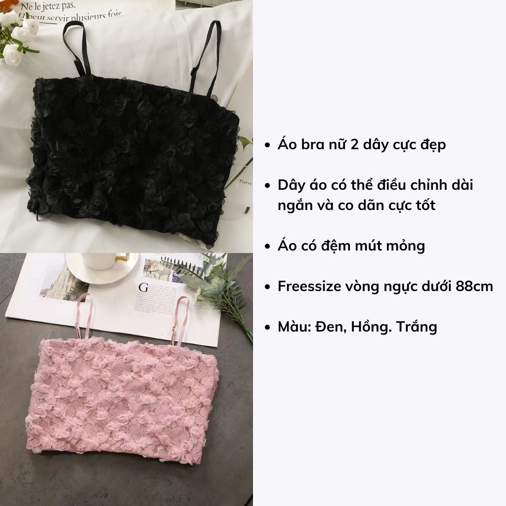 Áo bra nữ croptop 2 dây ren hoa cực đẹp và đáng yêu JOCOSI B3653