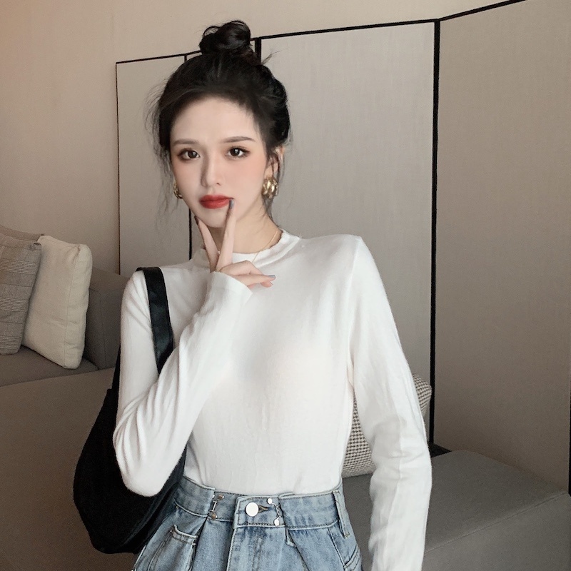 Áo thun NZN tay dài cổ tròn thiết kế đơn giản dễ phối đồ độc đáo cho nữ