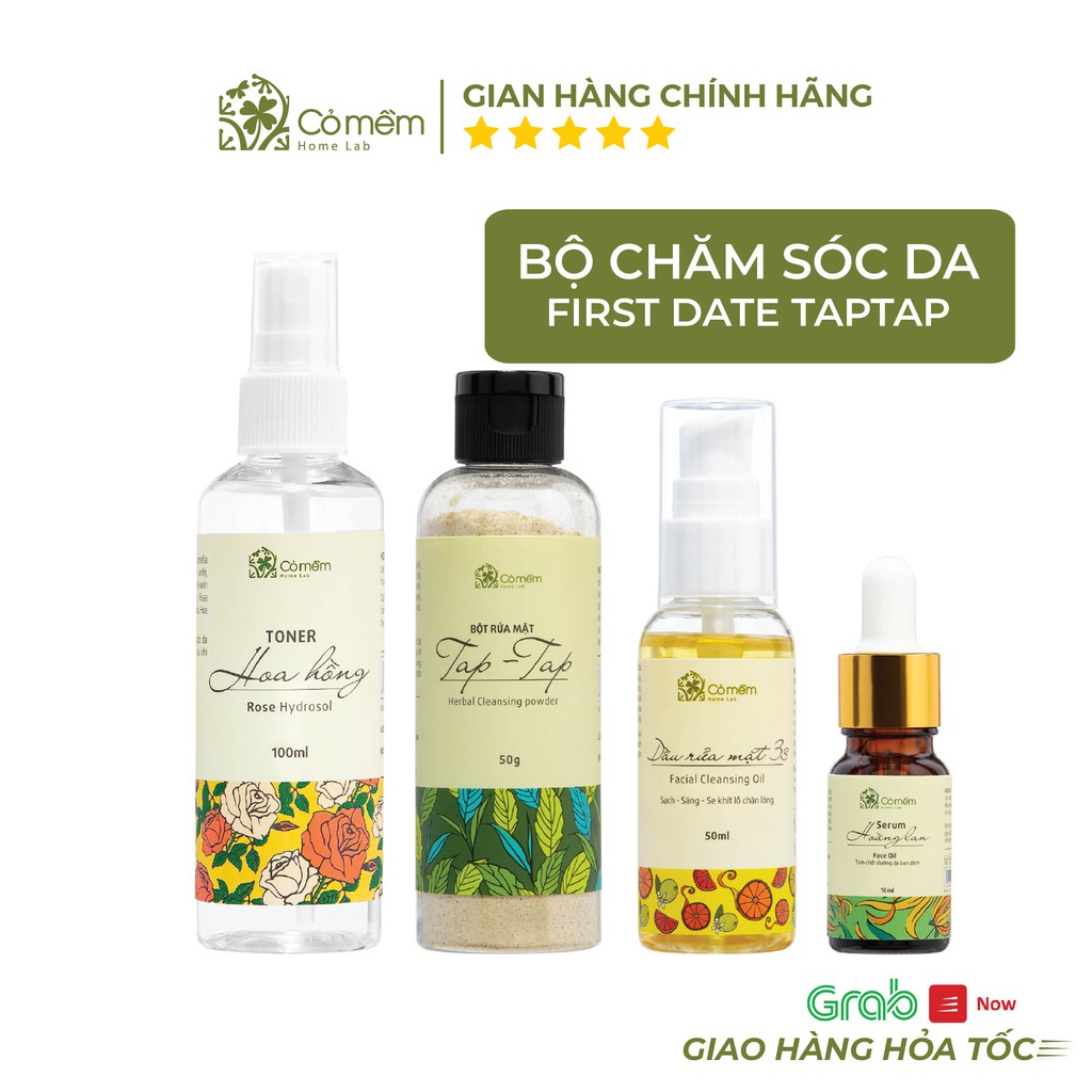 Bộ Chăm Sóc Da 4 Bước Tap Tap - Giảm Mụn Đầu Đen Giúp Da Sáng Mịn Cỏ Mềm